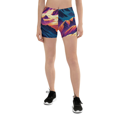 Lebendiger Alpen-Sonnenuntergang, schneebedeckte Gipfel in warmen Tönen - Shorts (All-Over Print) berge xxx yyy zzz 3XL