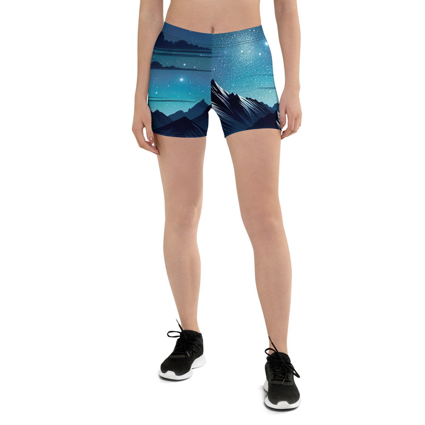 Alpen unter Sternenhimmel mit glitzernden Sternen und Meteoren - Shorts (All-Over Print) berge xxx yyy zzz 3XL