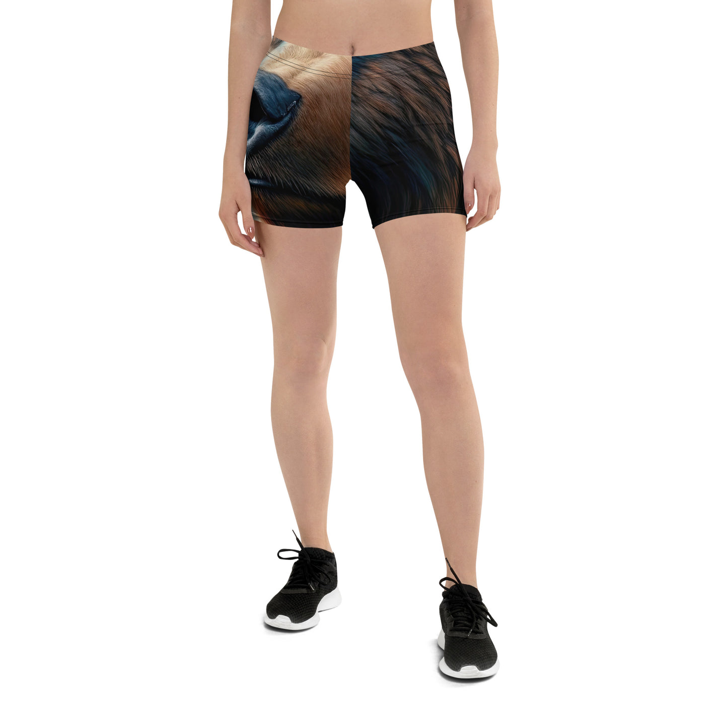 Ölgemälde, das das Gesicht eines starken realistischen Bären einfängt. Porträt - Shorts (All-Over Print) camping xxx yyy zzz 3XL