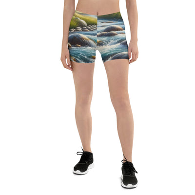 Ölgemälde eines Gebirgsbachs durch felsige Landschaft - Shorts (All-Over Print) berge xxx yyy zzz 3XL