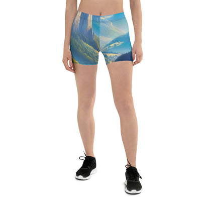 Ölgemälde einer ruhigen Szene in Luxemburg mit Heißluftballon und blauem Himmel - Shorts (All-Over Print) berge xxx yyy zzz 3XL