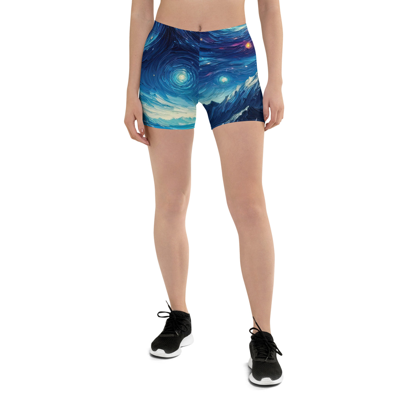 Sternennacht über den Alpen inspiriertes Ölgemälde, mystischer Nachthimmel in Blau - Shorts (All-Over Print) camping xxx yyy zzz 3XL