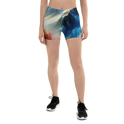 Foto eines abstrakt-expressionistischen Alpengemäldes mit Wanderersilhouette - Shorts (All-Over Print) wandern xxx yyy zzz 3XL