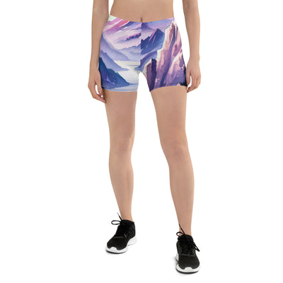 Aquarell eines Bergsteigers auf einem Alpengipfel in der Abenddämmerung - Shorts (All-Over Print) wandern xxx yyy zzz 3XL