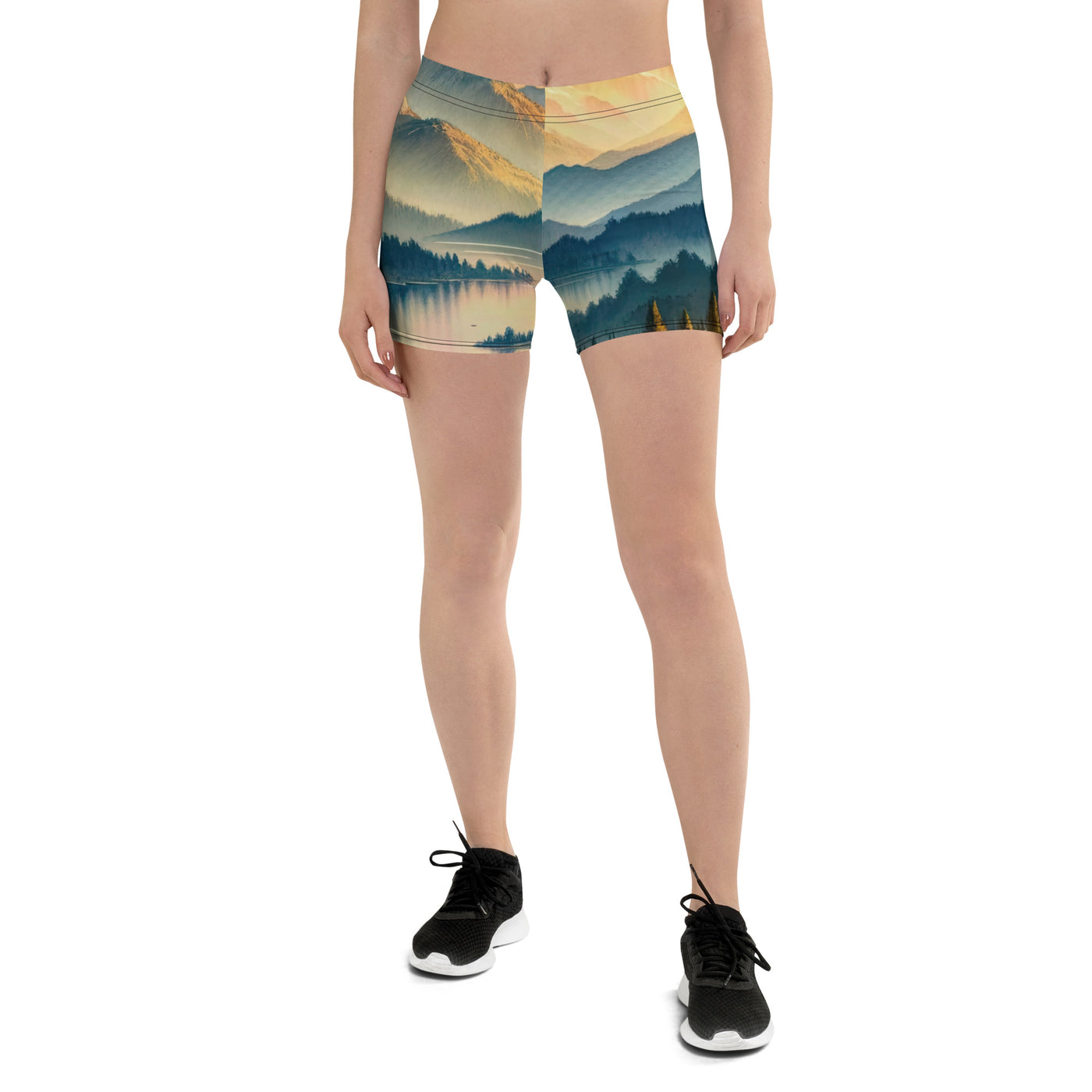 Aquarell der Alpenpracht bei Sonnenuntergang, Berge im goldenen Licht - Shorts (All-Over Print) berge xxx yyy zzz 3XL