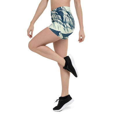 Ausgedehnte Bergkette mit dominierendem Gipfel und wehender Schweizer Flagge - Shorts (All-Over Print) berge xxx yyy zzz