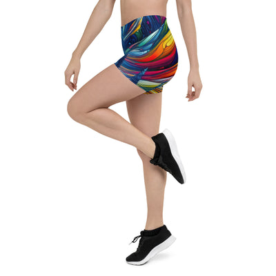 Surreale Alpen in abstrakten Farben, dynamische Formen der Landschaft - Shorts (All-Over Print) camping xxx yyy zzz