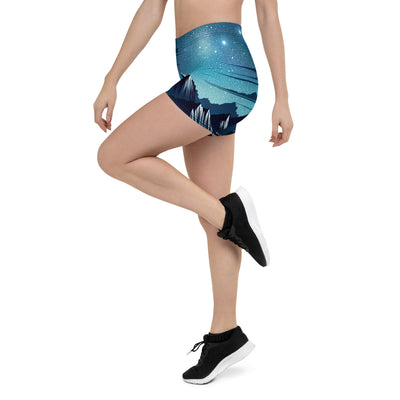 Alpen unter Sternenhimmel mit glitzernden Sternen und Meteoren - Shorts (All-Over Print) berge xxx yyy zzz