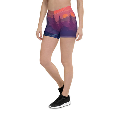 Berge, Fluss, Sonnenuntergang - Malerei - Shorts (All-Over Print) berge xxx