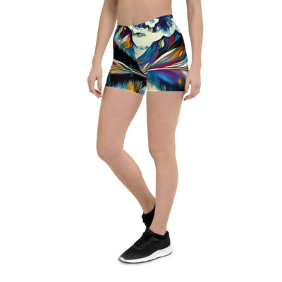 Alpensee im Zentrum eines abstrakt-expressionistischen Alpen-Kunstwerks - Shorts (All-Over Print) berge xxx yyy zzz