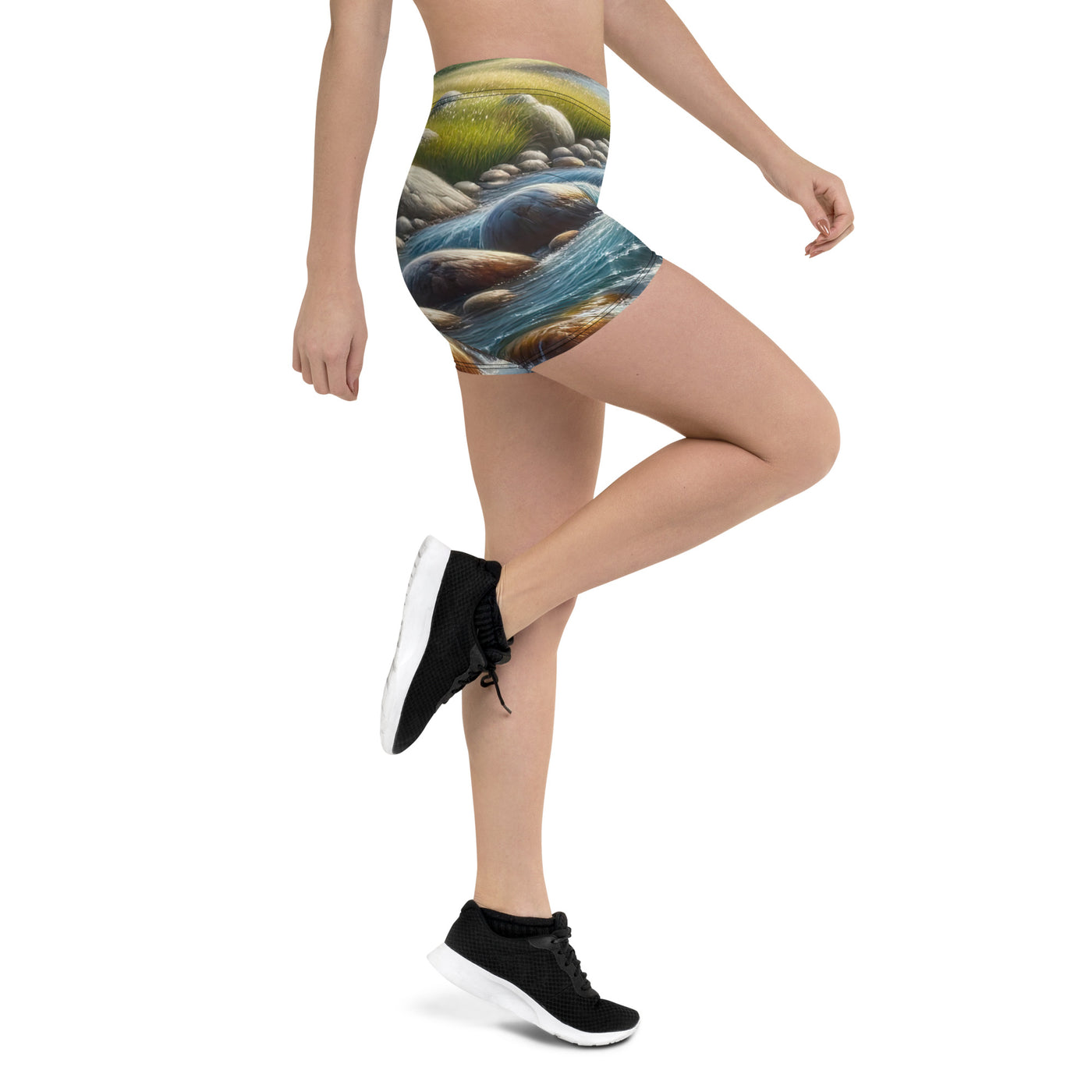 Ölgemälde eines Gebirgsbachs durch felsige Landschaft - Shorts (All-Over Print) berge xxx yyy zzz