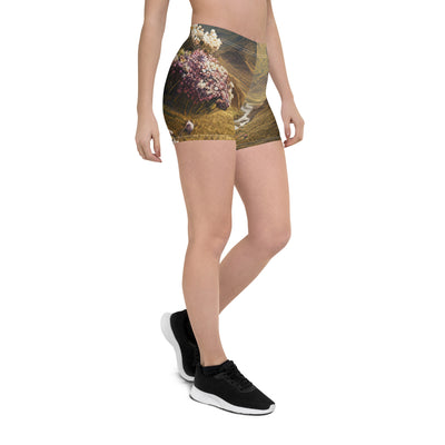 Epischer Berg, steiniger Weg und Blumen - Realistische Malerei - Shorts (All-Over Print) berge xxx