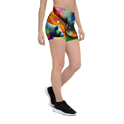 Neonfarbener Alpen Bär in abstrakten geometrischen Formen - Shorts (All-Over Print) camping xxx yyy zzz