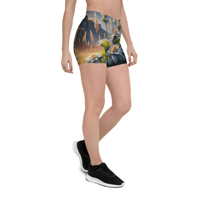 Alpine Flora: Digitales Kunstwerk mit lebendigen Blumen - Shorts (All-Over Print) berge xxx yyy zzz