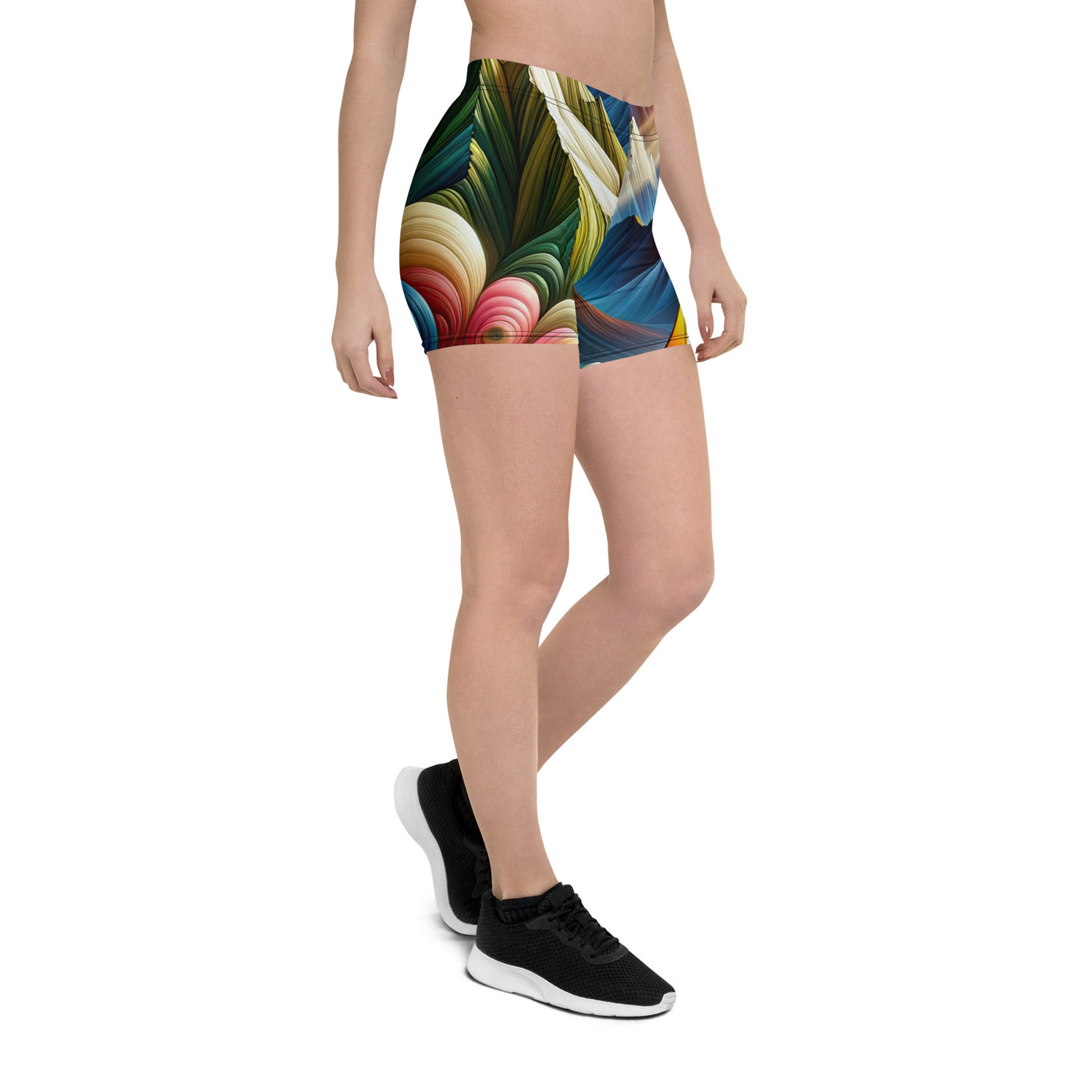 Abstrakte Bergwelt in lebendigen Farben mit Zelt - Shorts (All-Over Print) camping xxx yyy zzz