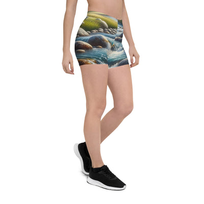 Ölgemälde eines Gebirgsbachs durch felsige Landschaft - Shorts (All-Over Print) berge xxx yyy zzz