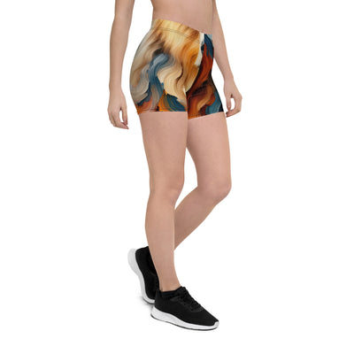 Ölgemälde mit Bär und abstrakter Alpeninterpretation, Verschmelzung von Natur und Kunst - Shorts (All-Over Print) camping xxx yyy zzz