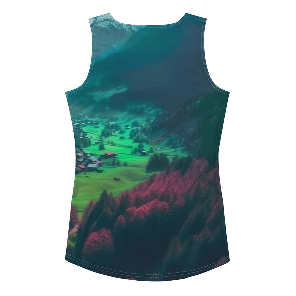 Berglandschaft und Dorf - Fotorealistische Malerei - Damen Tanktop (All-Over Print) berge xxx XL