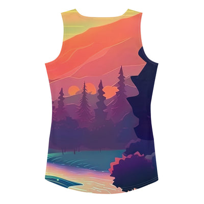 Berge, Fluss, Sonnenuntergang - Malerei - Damen Tanktop (All-Over Print) berge xxx XL