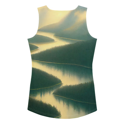 Landschaft mit Bergen, See und viel grüne Natur - Malerei - Damen Tanktop (All-Over Print) berge xxx XL