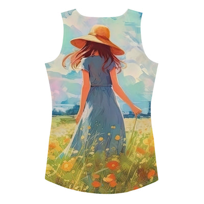 Dame mit Hut im Feld mit Blumen - Landschaftsmalerei - Damen Tanktop (All-Over Print) camping xxx XL