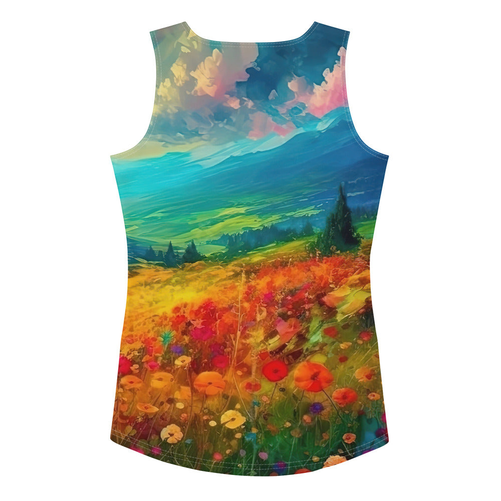 Berglandschaft und schöne farbige Blumen - Malerei - Damen Tanktop (All-Over Print) berge xxx XL