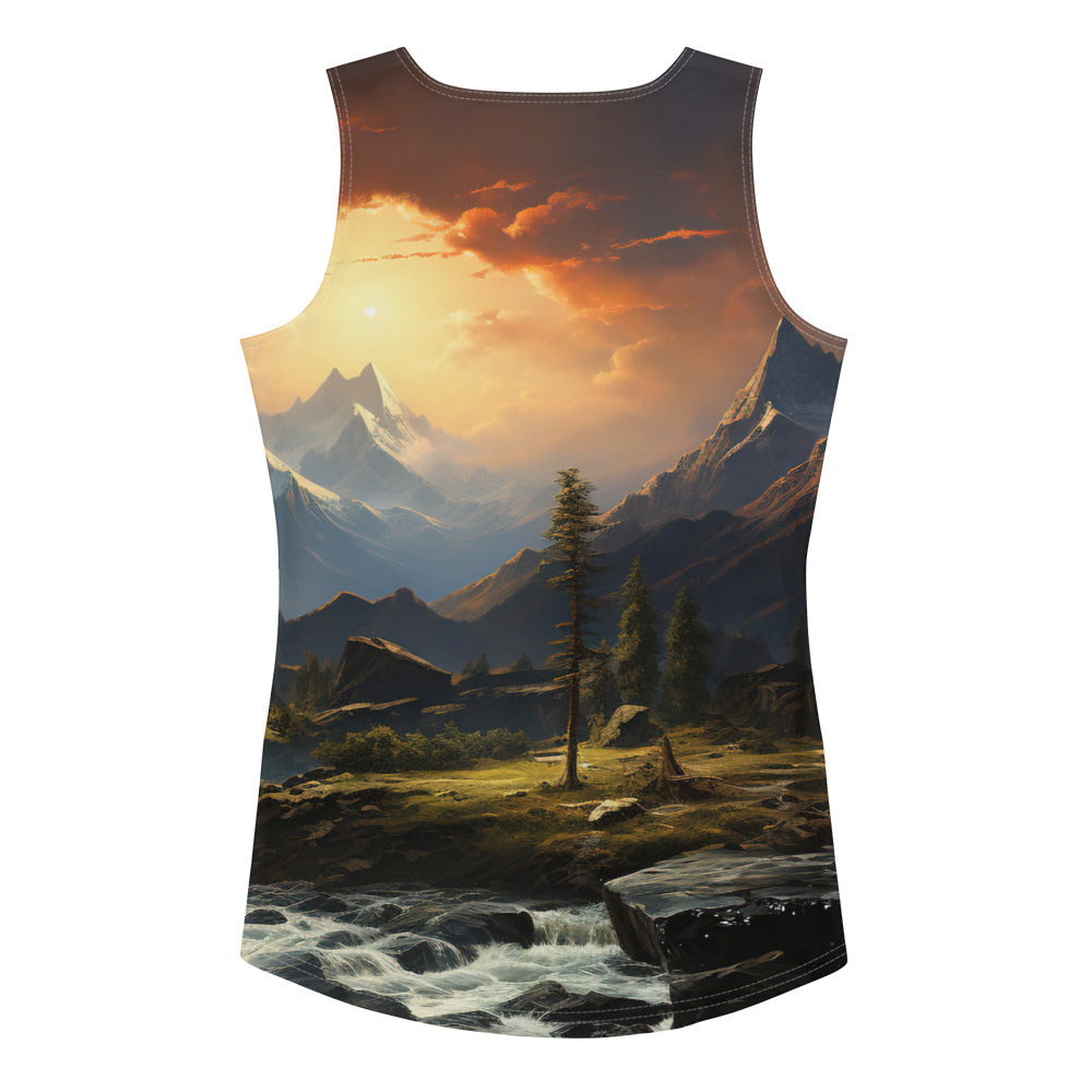 Berge, Sonne, steiniger Bach und Wolken - Epische Stimmung - Damen Tanktop (All-Over Print) berge xxx XL