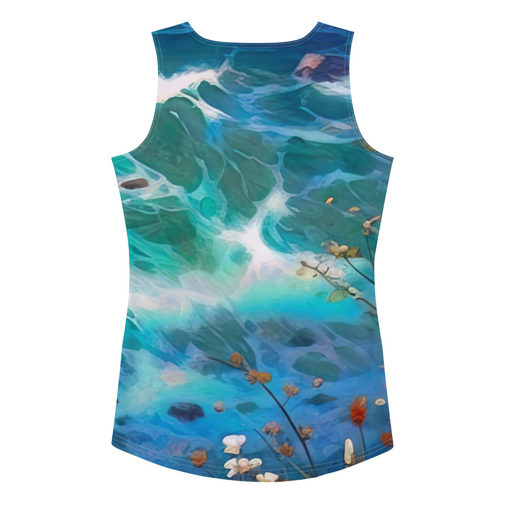 Berge, Blumen, Fluss und Steine - Malerei - Damen Tanktop (All-Over Print) camping xxx XL