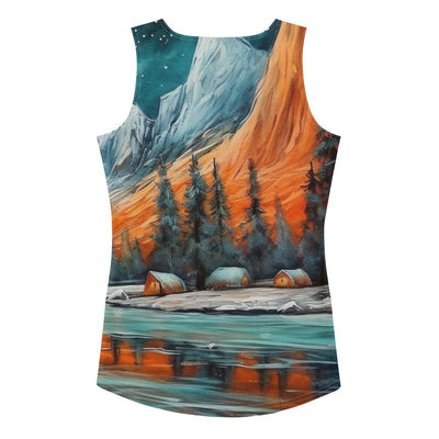 Berglandschaft und Zelte - Nachtstimmung - Landschaftsmalerei - Damen Tanktop (All-Over Print) camping xxx XL