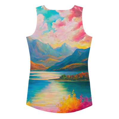 Berglandschaft und Bergsee - Farbige Ölmalerei - Damen Tanktop (All-Over Print) berge xxx XL