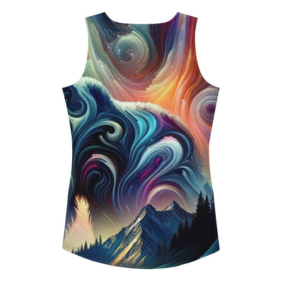 Abstrakte Kunst, die majestätischen Alpen mit Farben und komplizierten Mustern darstellt. Markante Bären Silhouette - All-Over Print camping xxx yyy zzz XL