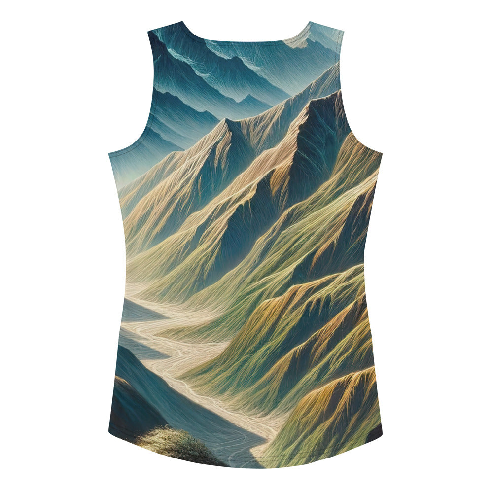 Berglandschaft: Acrylgemälde mit hervorgehobenem Pfad - Damen Tanktop (All-Over Print) berge xxx yyy zzz XL