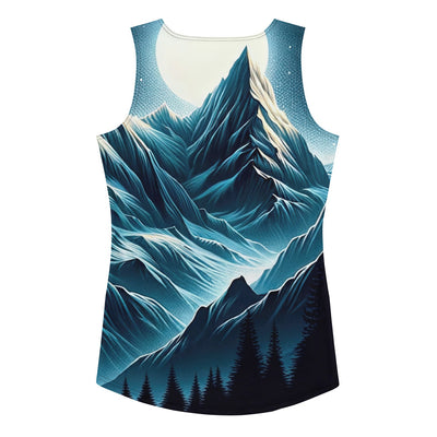 Alpennacht mit Zelt: Mondglanz auf Gipfeln und Tälern, sternenklarer Himmel - Damen Tanktop (All-Over Print) berge xxx yyy zzz XL