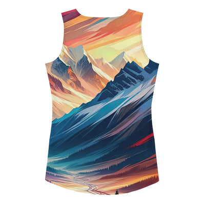 Moderne geometrische Alpen Kunst: Warmer Sonnenuntergangs Schein auf Schneegipfeln - Damen Tanktop (All-Over Print) berge xxx yyy zzz XL