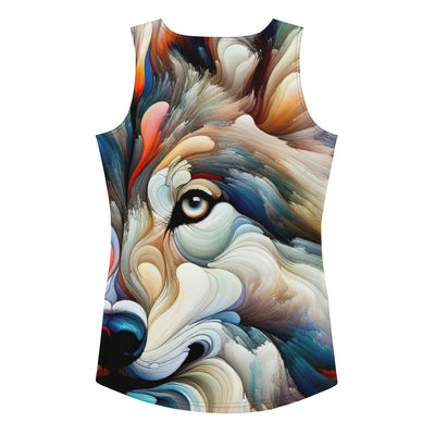 Abstrakte Kunst der Alpen mit einem Wolf. Chaotischer Tanz aus Farben und Formen. Surreale Landschaft (AN) - Damen Tanktop (All-Over Print) xxx yyy zzz XL