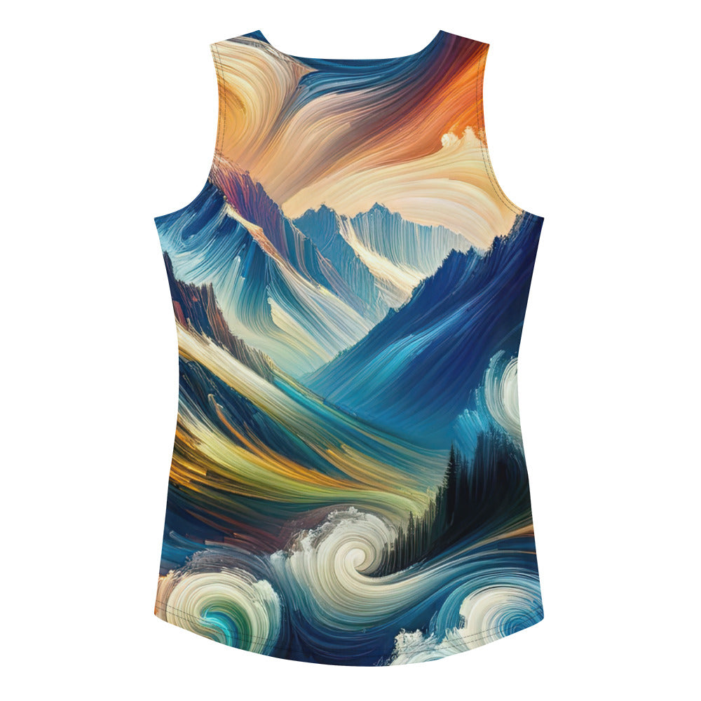 Abstrakte Kunst der Alpen mit lebendigen Farben und wirbelnden Mustern, majestätischen Gipfel und Täler - All-Over Print Women's Tank berge xxx yyy zzz XL