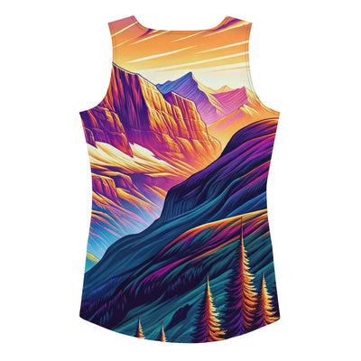 Bergpracht mit Schweizer Flagge: Farbenfrohe Illustration einer Berglandschaft - Damen Tanktop (All-Over Print) berge xxx yyy zzz XL