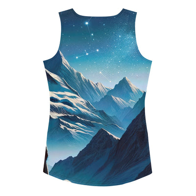 Alpenwinternacht: Digitale Kunst mit Wanderern in Bergen und Sternenhimmel - Damen Tanktop (All-Over Print) wandern xxx yyy zzz XL