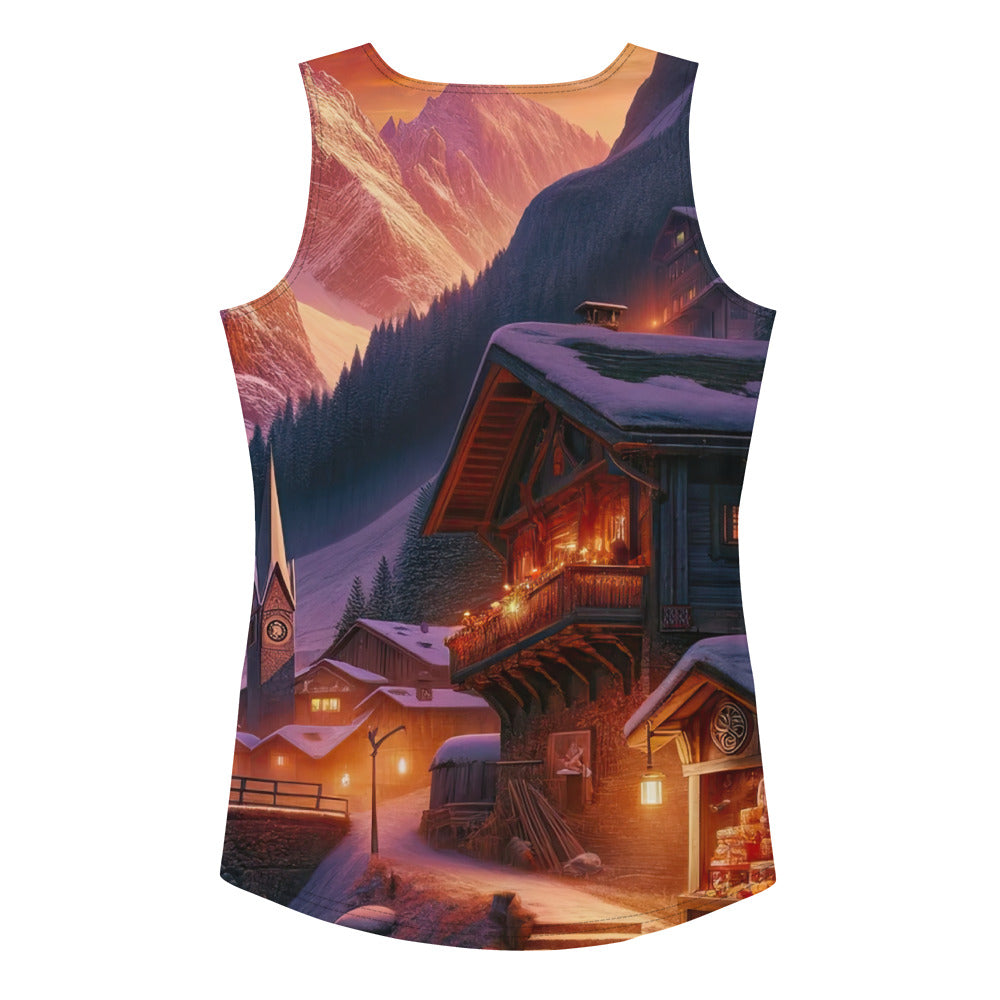 Magische Alpenstunde: Digitale Kunst mit warmem Himmelsschein über schneebedeckte Berge - Damen Tanktop (All-Over Print) berge xxx yyy zzz XL