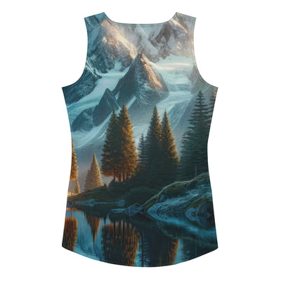 Stille Alpenmajestätik: Digitale Kunst mit Schnee und Bergsee-Spiegelung - Damen Tanktop (All-Over Print) berge xxx yyy zzz XL