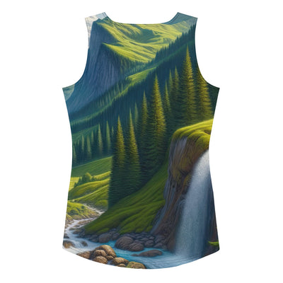 Wanderer in den Bergen und Wald: Digitale Malerei mit grünen kurvenreichen Pfaden - Damen Tanktop (All-Over Print) wandern xxx yyy zzz XL