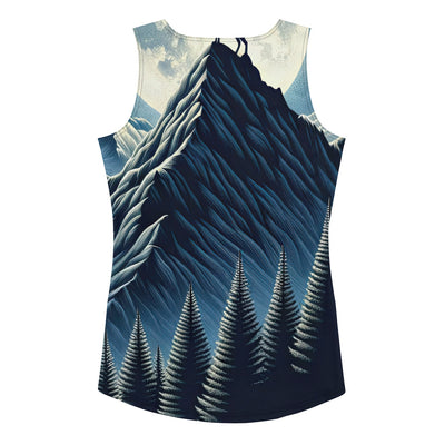 Steinbock in Alpennacht, silberne Berge und Sternenhimmel - Damen Tanktop (All-Over Print) berge xxx yyy zzz XL