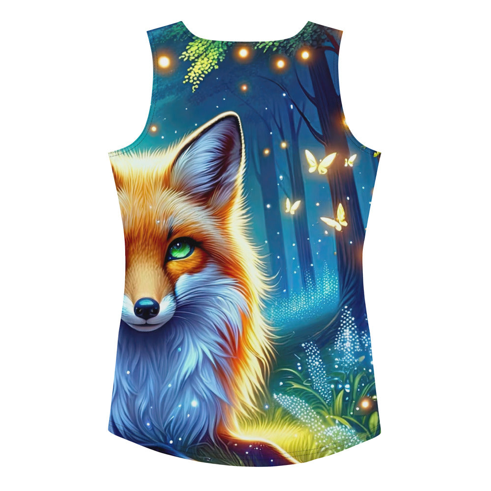 Funkelnder Nachtfuchs auf Waldlichtung mit Feuerwerk - Damen Tanktop (All-Over Print) camping xxx yyy zzz XL