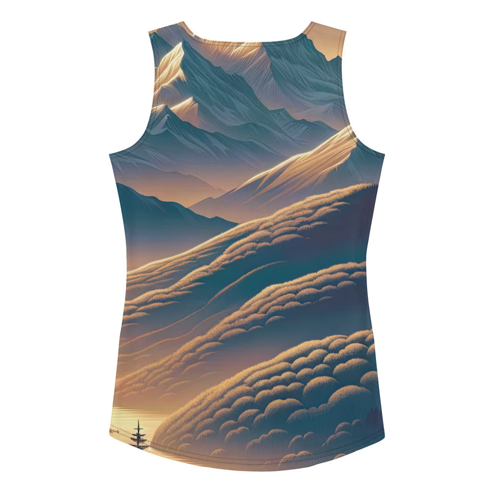 Alpen-Morgendämmerung, erste Sonnenstrahlen auf Schneegipfeln - Damen Tanktop (All-Over Print) berge xxx yyy zzz XL