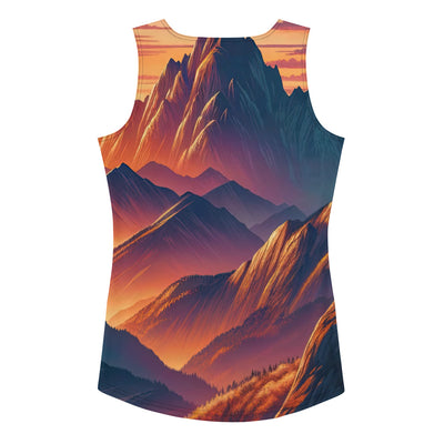 Dramatischer Alpen-Sonnenuntergang, Gipfelkreuz in Orange-Rosa - Damen Tanktop (All-Over Print) berge xxx yyy zzz XL