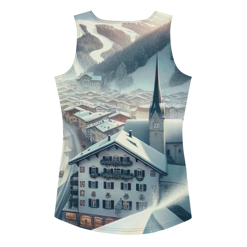 Winter in Kitzbühel: Digitale Malerei von schneebedeckten Dächern - Damen Tanktop (All-Over Print) berge xxx yyy zzz XL