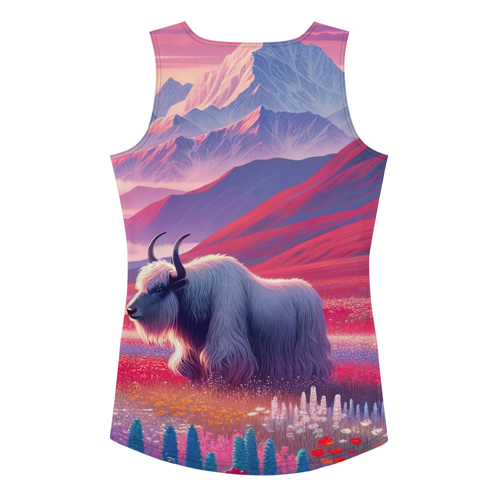 Verträumte Berg-Abenddämmerung mit Hochlandrind und blumigem Glanz - Damen Tanktop (All-Over Print) berge xxx yyy zzz XL