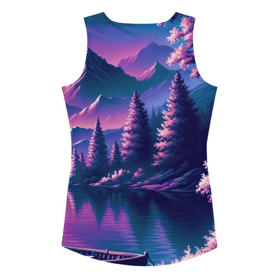 Magische Alpen-Dämmerung, rosa-lila Himmel und Bergsee mit Boot - Damen Tanktop (All-Over Print) berge xxx yyy zzz XL