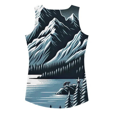 Bär in Alpen-Mondnacht, silberne Berge, schimmernde Seen - Damen Tanktop (All-Over Print) camping xxx yyy zzz XL