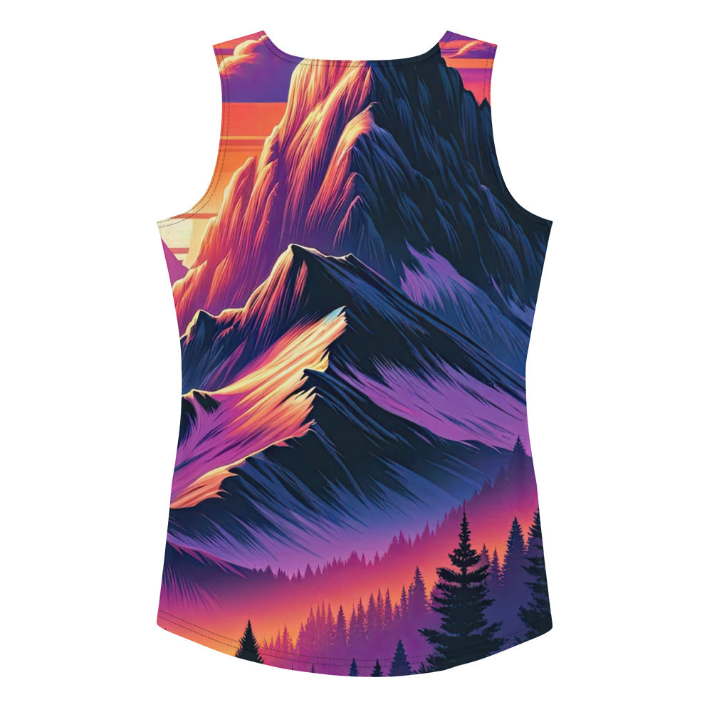 Alpen-Sonnenuntergang mit Bär auf Hügel, warmes Himmelsfarbenspiel - Damen Tanktop (All-Over Print) camping xxx yyy zzz XL